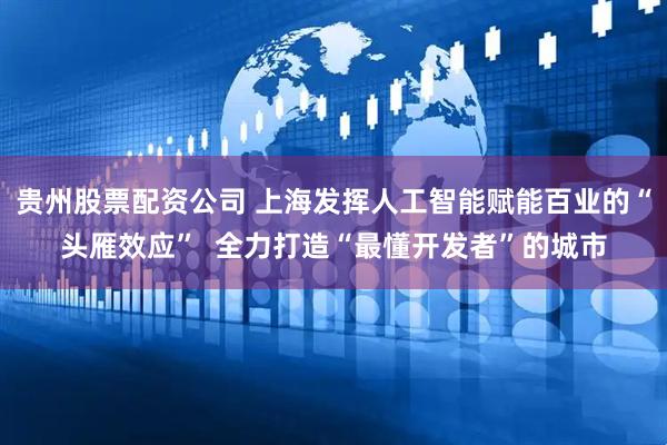 贵州股票配资公司 上海发挥人工智能赋能百业的“头雁效应”  全力打造“最懂开发者”的城市